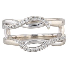 0.18ctw Diamond Ring Jacket 14k White Gold Guard Wrap Size 6.75 Wedding Band