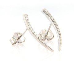 0.18ctw Diamond Tapered Curve Crawler Earrings in 14K White Gold