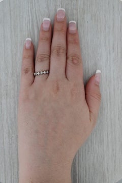 0.18ctw Diamond Wedding Anniversary Band 18k White Gold Stackable Size 6.5