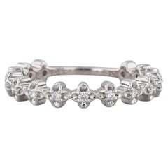 0.18ctw Diamond Wedding Anniversary Band 18k White Gold Stackable Size 6.5