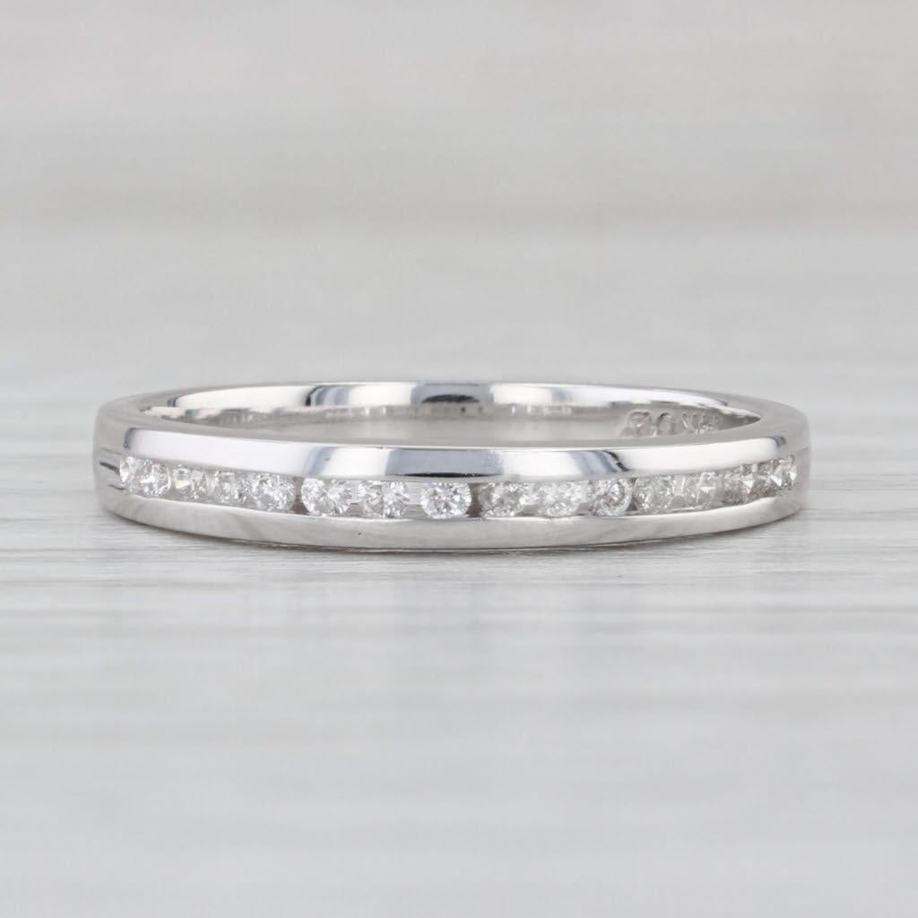 0,18ctw Diamond Wedding Band 14k Weißgold Größe 8 Stackable Jahrestag Ring im Zustand „Gut“ im Angebot in McLeansville, NC