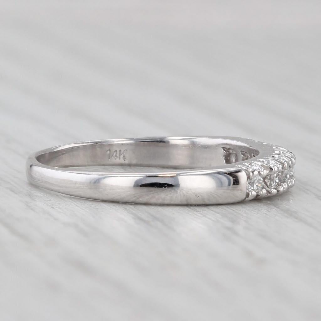 Femenino o masculino 0.18ctw Diamante Alianza Oro Blanco 14k Tamaño 8.5 Apilable Aniversario en venta