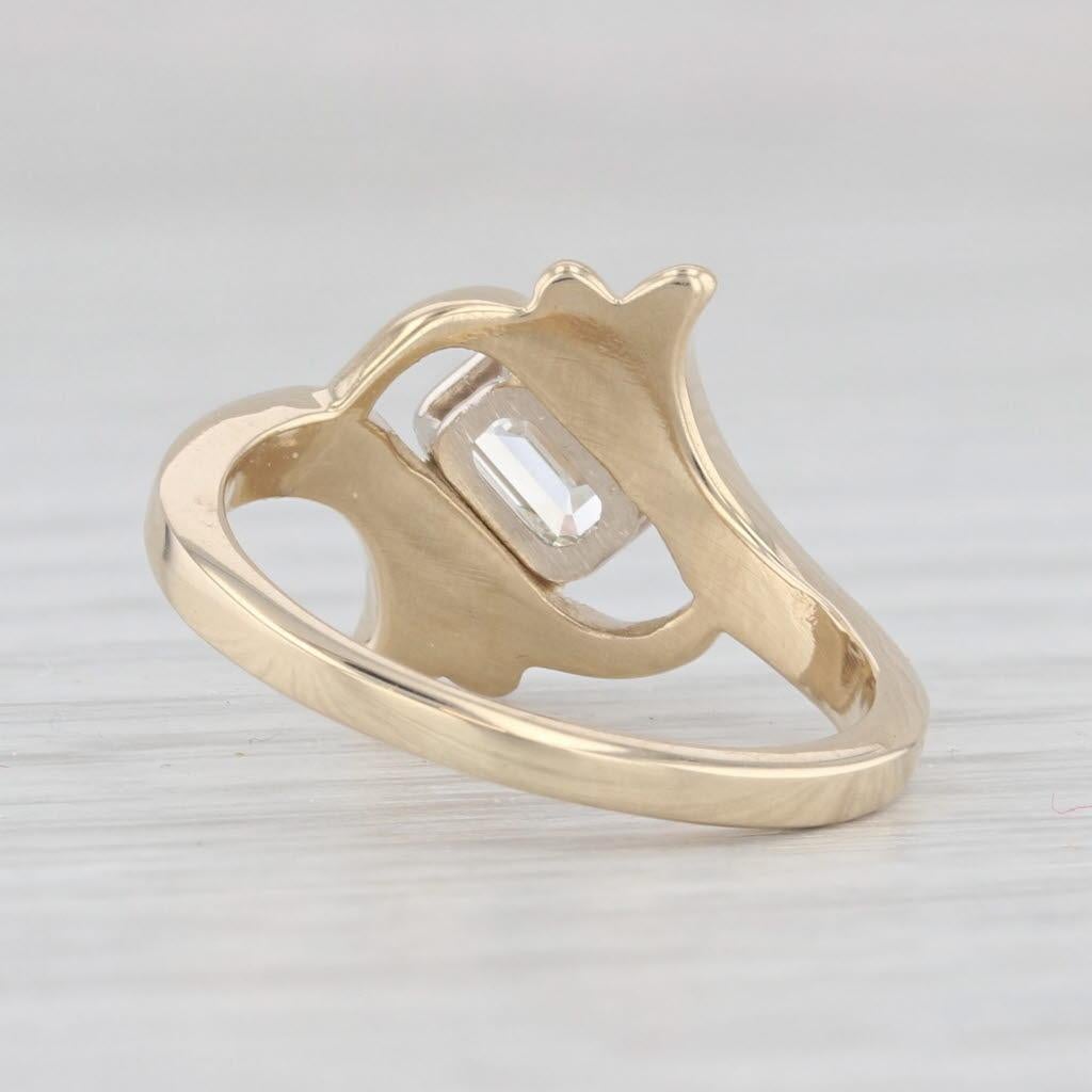 Women's 0.18ctw Emerald Cut Diamond Solitaire Bypass Ring 14k Yellow Gold Size 5