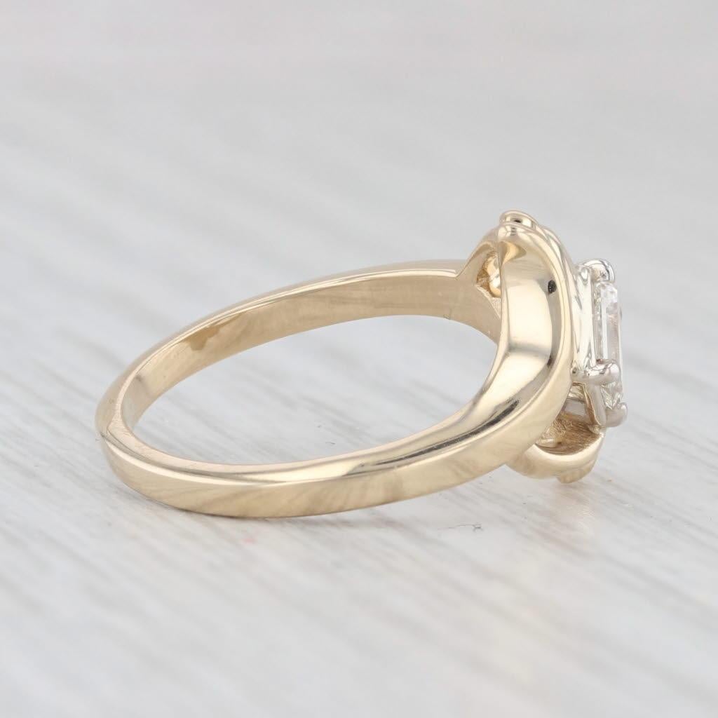 0.18ctw Emerald Cut Diamond Solitaire Bypass Ring 14k Yellow Gold Size 5 1