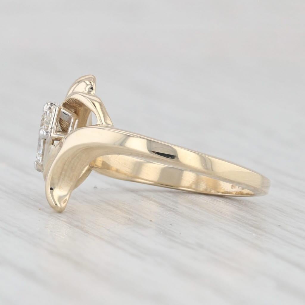 0.18ctw Emerald Cut Diamond Solitaire Bypass Ring 14k Yellow Gold Size 5 2