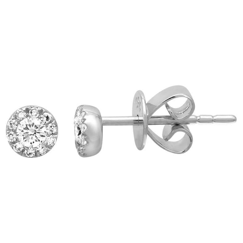 0.18ctw Round Diamond 14 Karat White Gold Stud Earrings For Sale