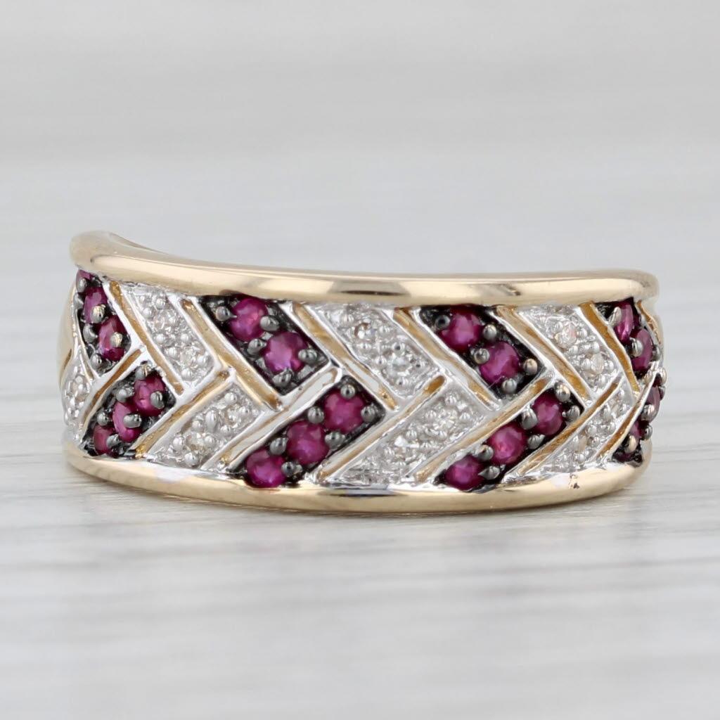 0.18ctw Anillo Diamante Rubí Oro Amarillo 14k Talla 7 Corte redondo en venta