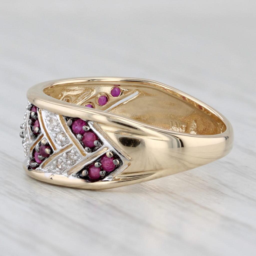 0.18ctw Anillo Diamante Rubí Oro Amarillo 14k Talla 7 en venta 2