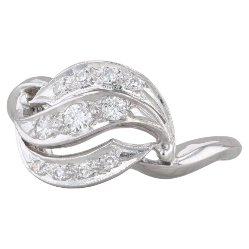 0.18ctw Scalloped Diamond Ring 14k White Gold Size 7.5