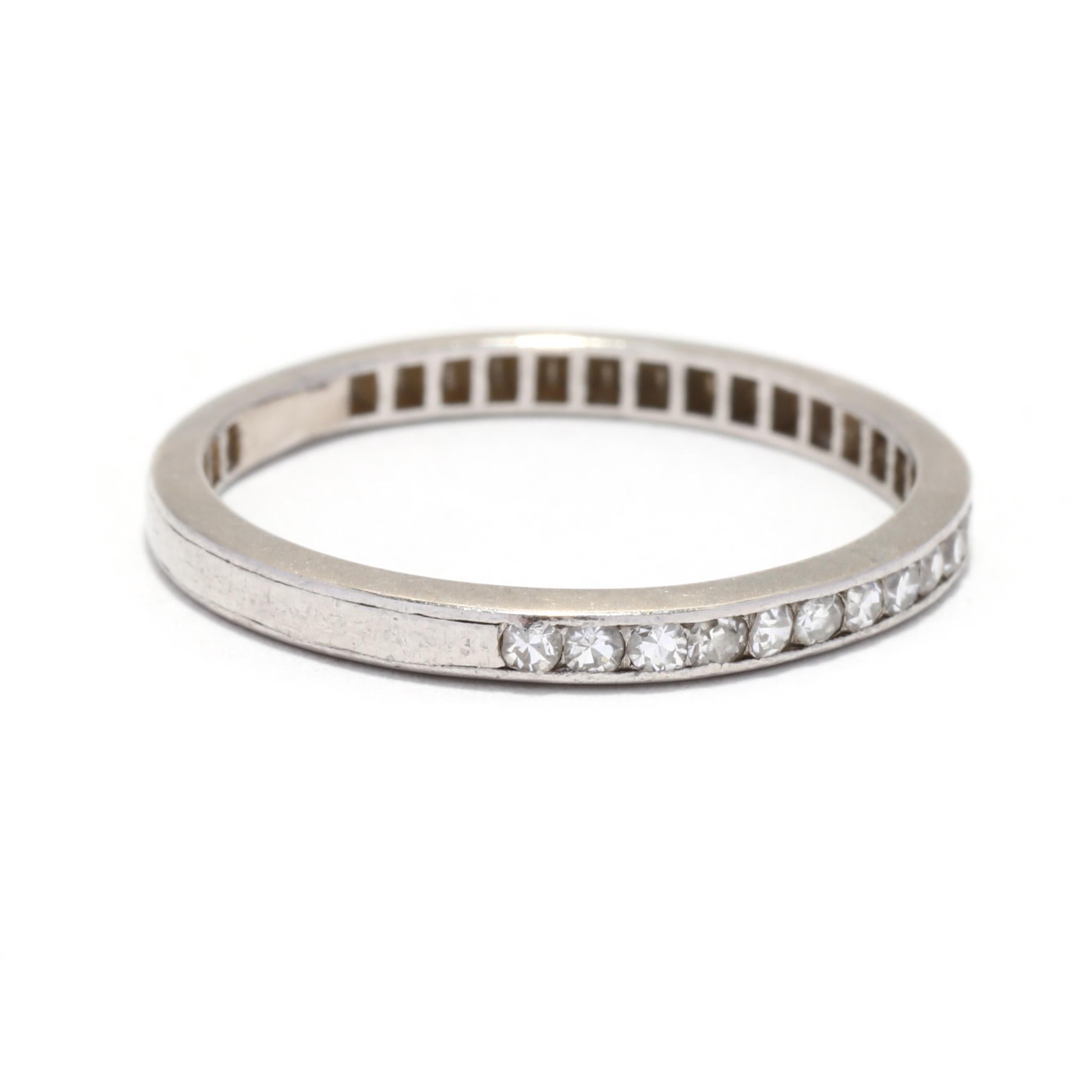0.18ctw Thin Diamond Wedding Band, Platinum, Stackable Diamond at 1stDibs