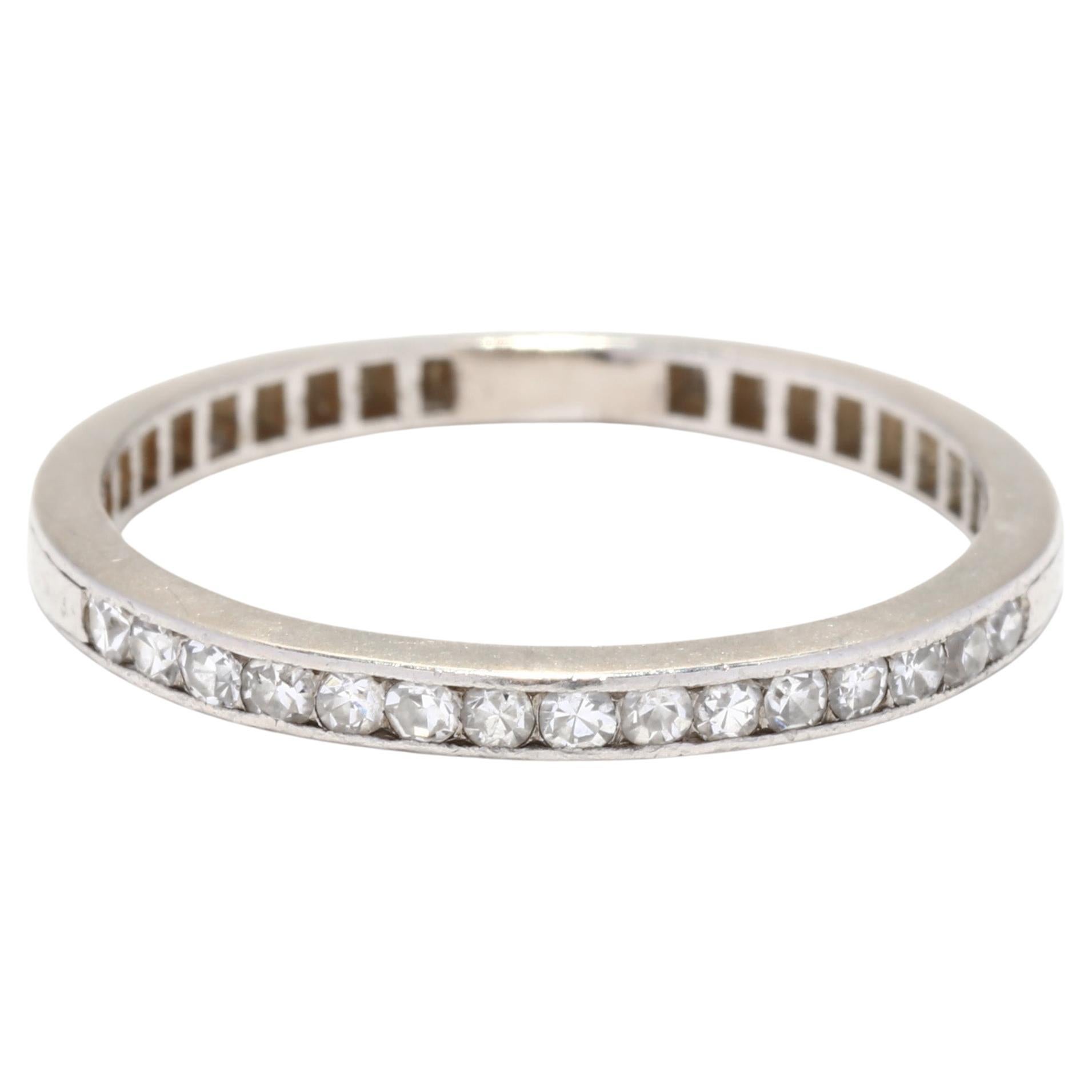 0.18ctw Thin Diamond Wedding Band, Platinum, Stackable Diamond at 1stDibs