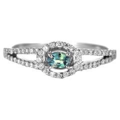 0.19 Carat Brazilian Alexandrite and Diamond Ring Made in Platinum