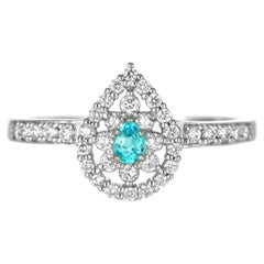 Ring aus Platin mit 0.19 Karat brasilianischem Paraiba-Turmalin und Diamanten