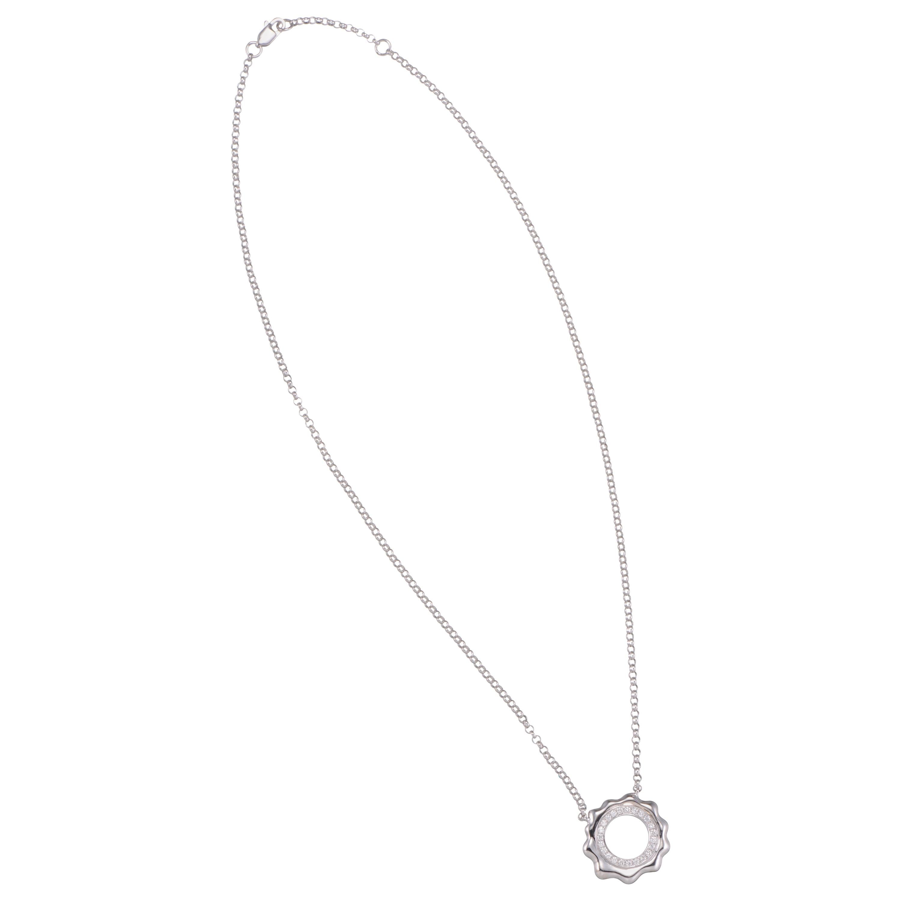 0.19 Carat Diamond 18 Karat White Gold Pendant Necklace