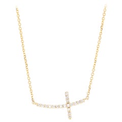 0.19 Carat Diamond Chain Necklace 14 Karat Yellow Gold