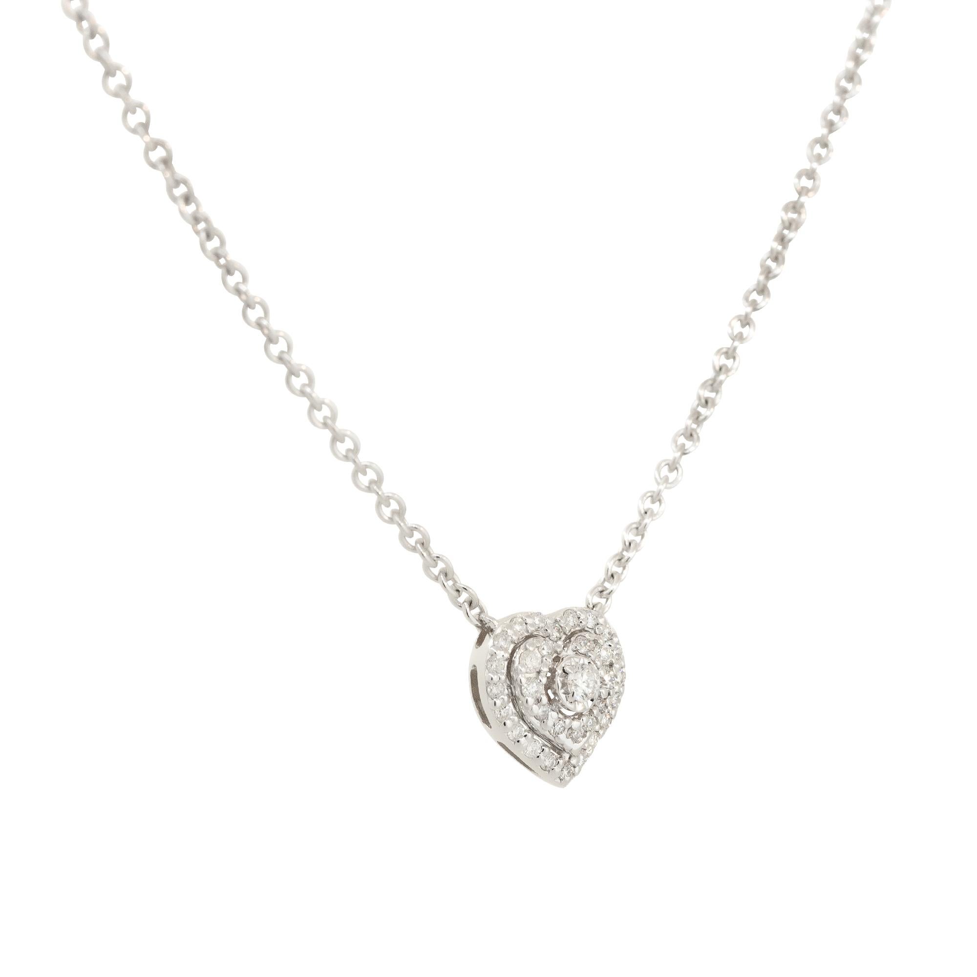 0.19 Carat Diamond Heart Necklace 14 Karat in Stock In condizioni ottime a Boca Raton, FL