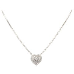0.19 Carat Diamond Heart Necklace 14 Karat in Stock