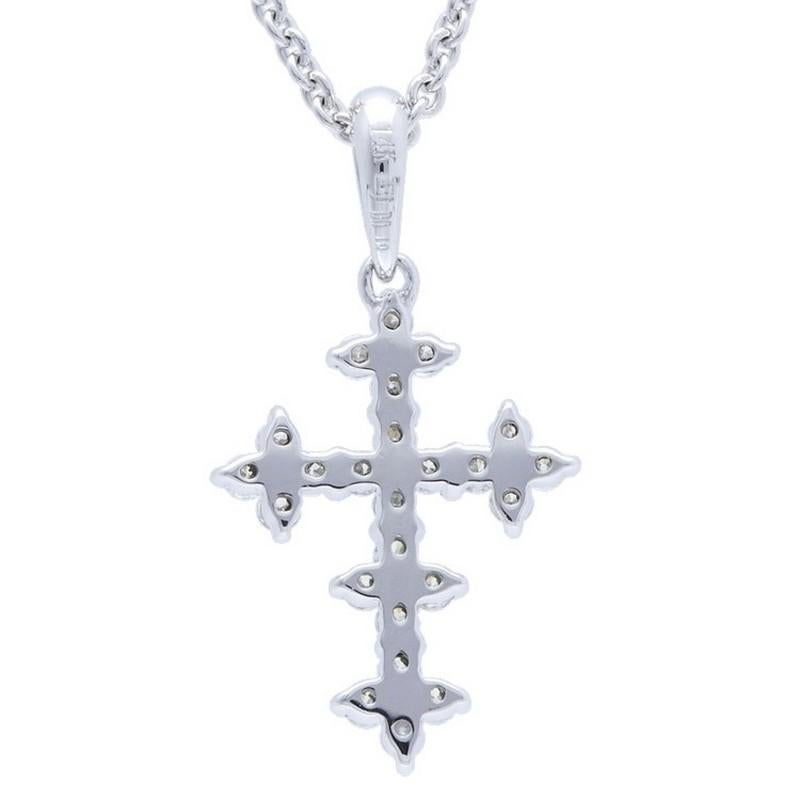 Diamond Carat Weight: This elegant cross pendant features a total of 0.19 carats of diamonds, which are composed of 24 brilliant round diamonds. These diamonds are known for their excellent brilliance and clarity, making them a perfect choice for a