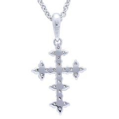 0.19 Carat Diamonds in 14K White Gold Cross Pendant