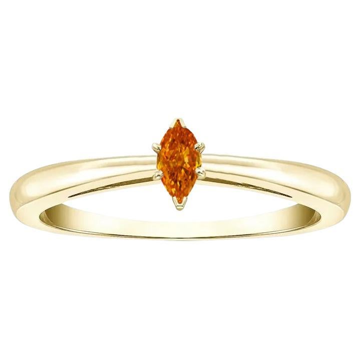 0,19 quilates Diamante de fantasía naranja amarillento vivo talla marquesa Anillo de oro de 18 quilates