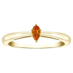 0,19 Karat Fancy Vivid Yellowish Orange Diamant-Ring aus Gold mit Marquise-Schliff 18K