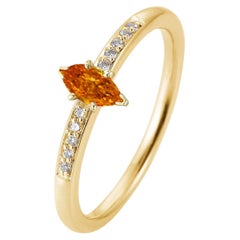 0.19 carat Fancy Vivid Yellowish Orange Diamond Marquise cut Gold 18K Ring