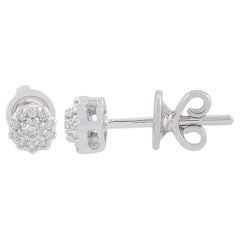 0.19 Carat Round Diamond Stud Earrings 14 Karat White Gold Handmade Fine Jewelry