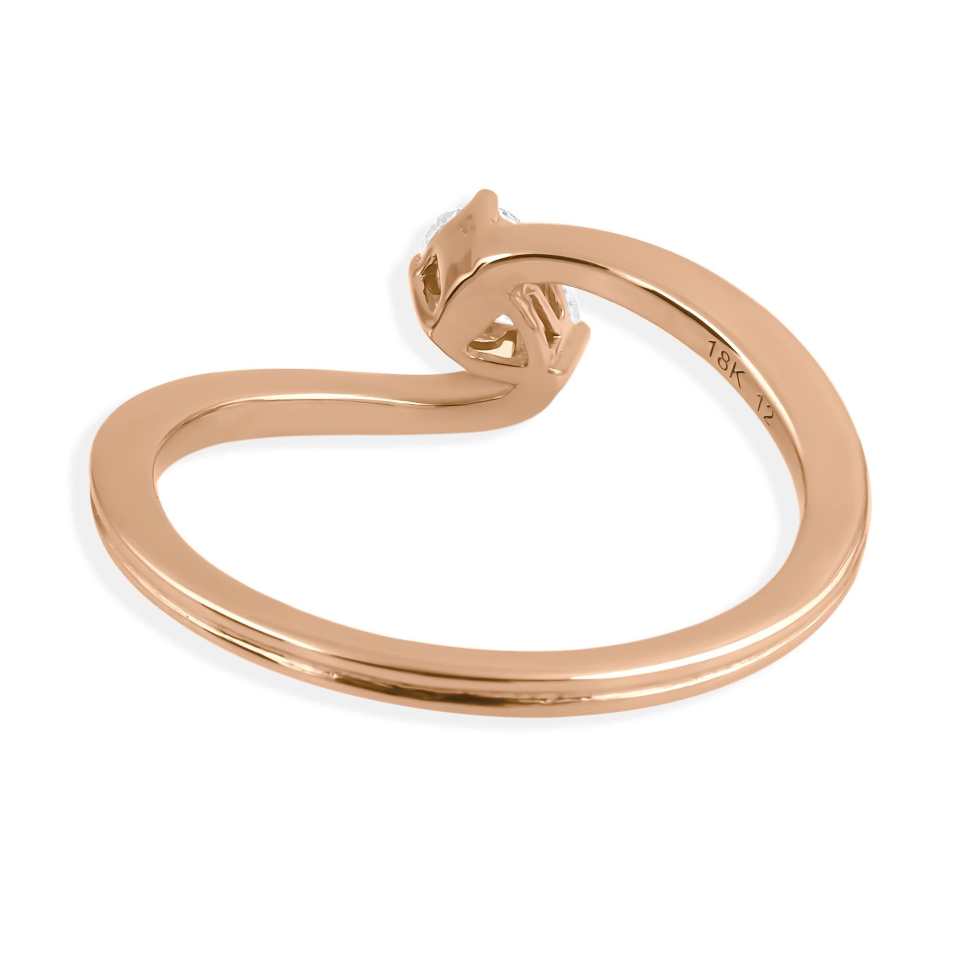 0.19 Carat SI Clarity HI Color Solitaire Pear Diamond Ring 18 Karat Rose Gold For Sale 2