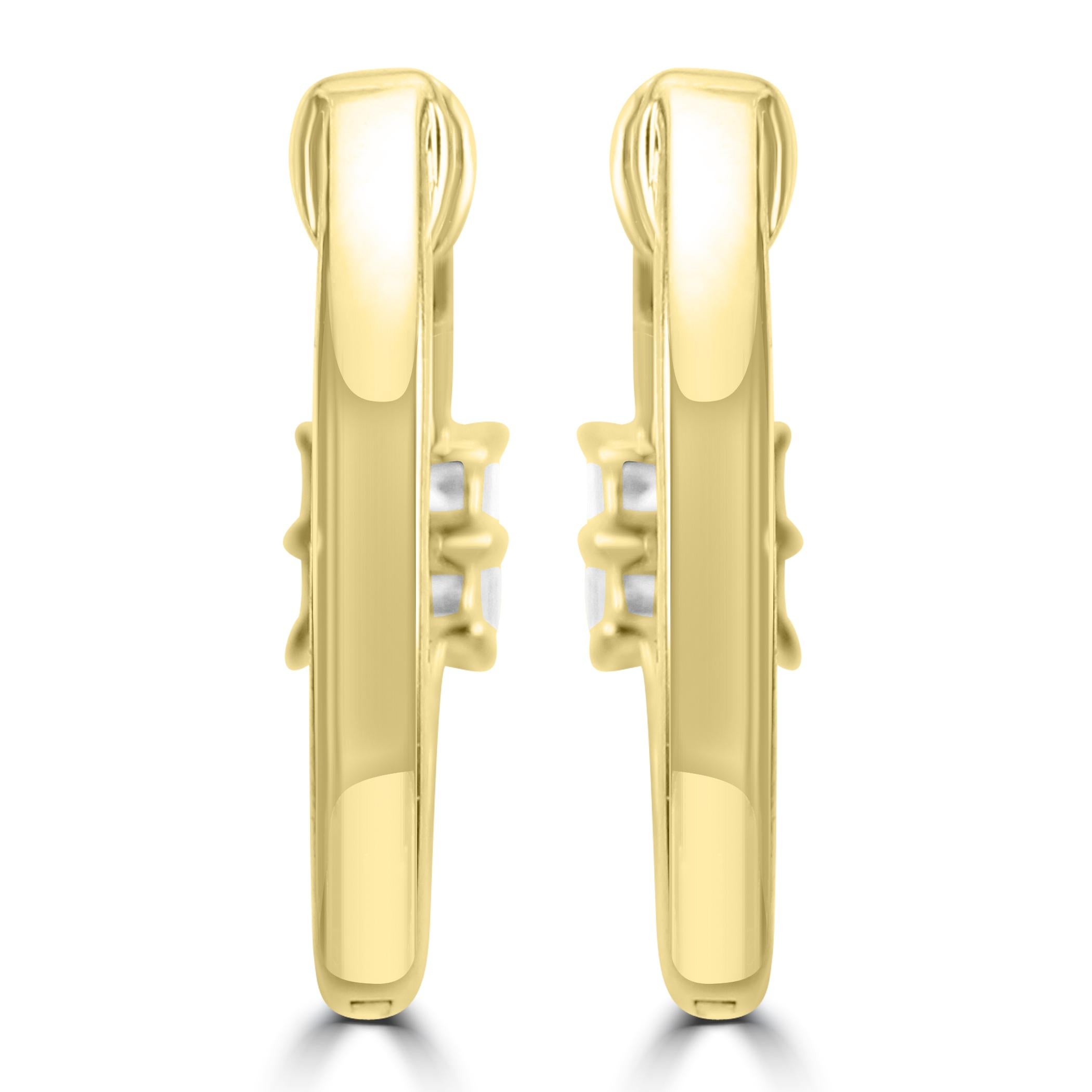 0,19 Quilates Diamante Blanco Redondo Oro Amarillo de 14 Kilates Pendiente Abrazador Fancy Fashion Corte baguette en venta