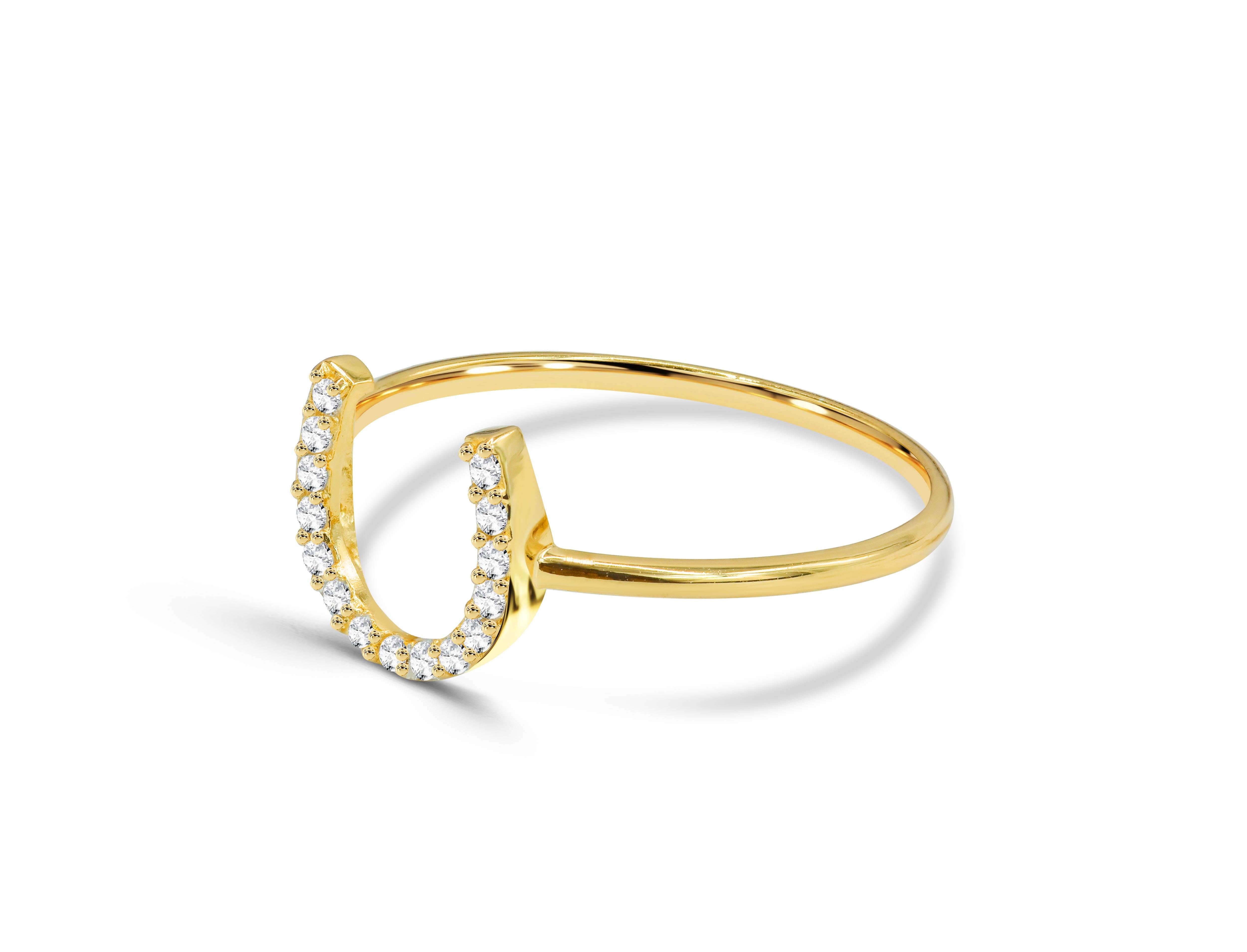 For Sale:  0.19 Ct Diamond Horseshoe Ring in 14k Gold 3