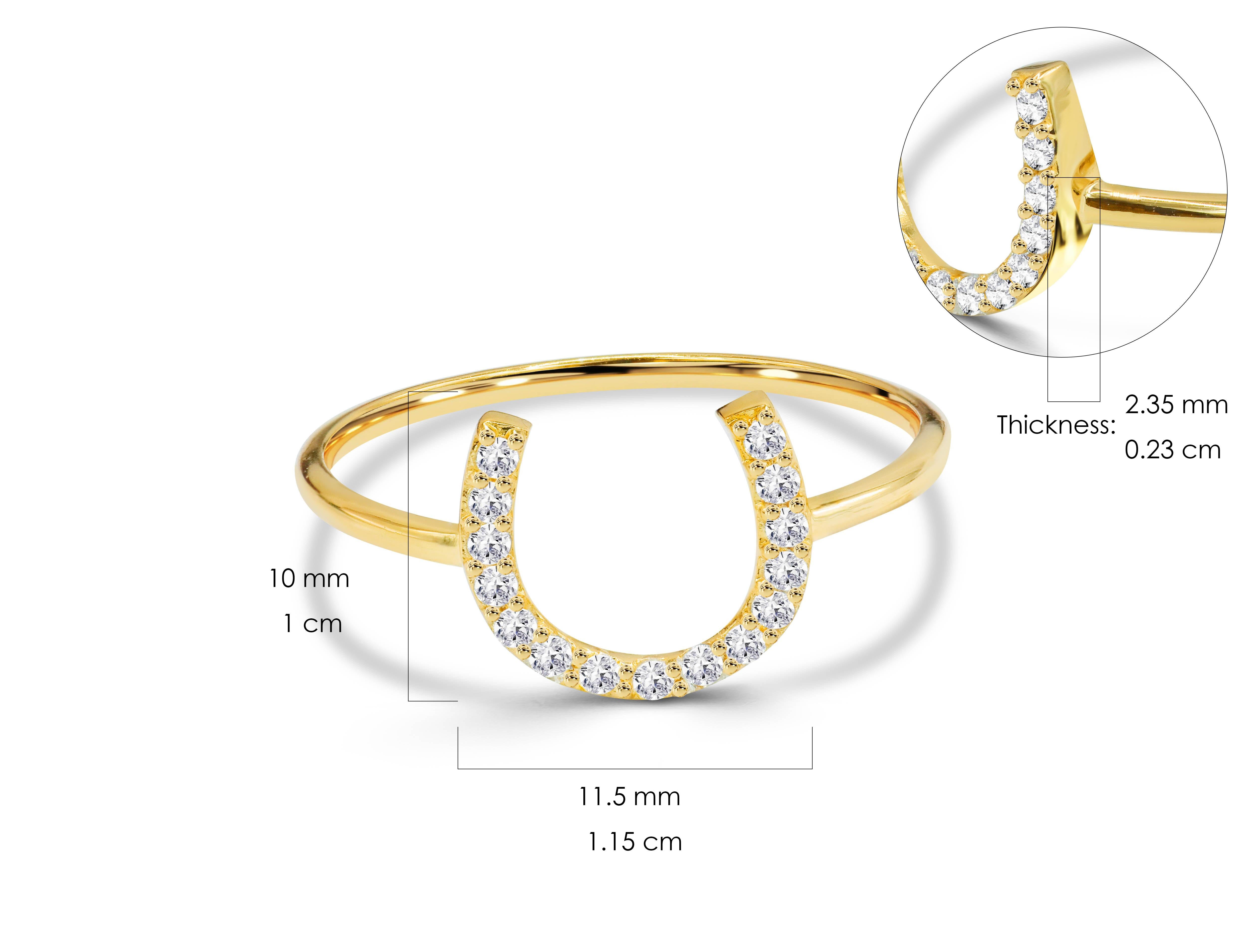 For Sale:  0.19 Ct Diamond Horseshoe Ring in 14k Gold 9