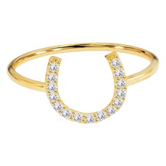 Anello a ferro di cavallo con diamante da 0,19 carati in oro 14k