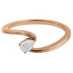 0.19 Ct SI Clarity HI Color Pear Cut Diamond Solitaire 18 Karat Rose Gold Ring