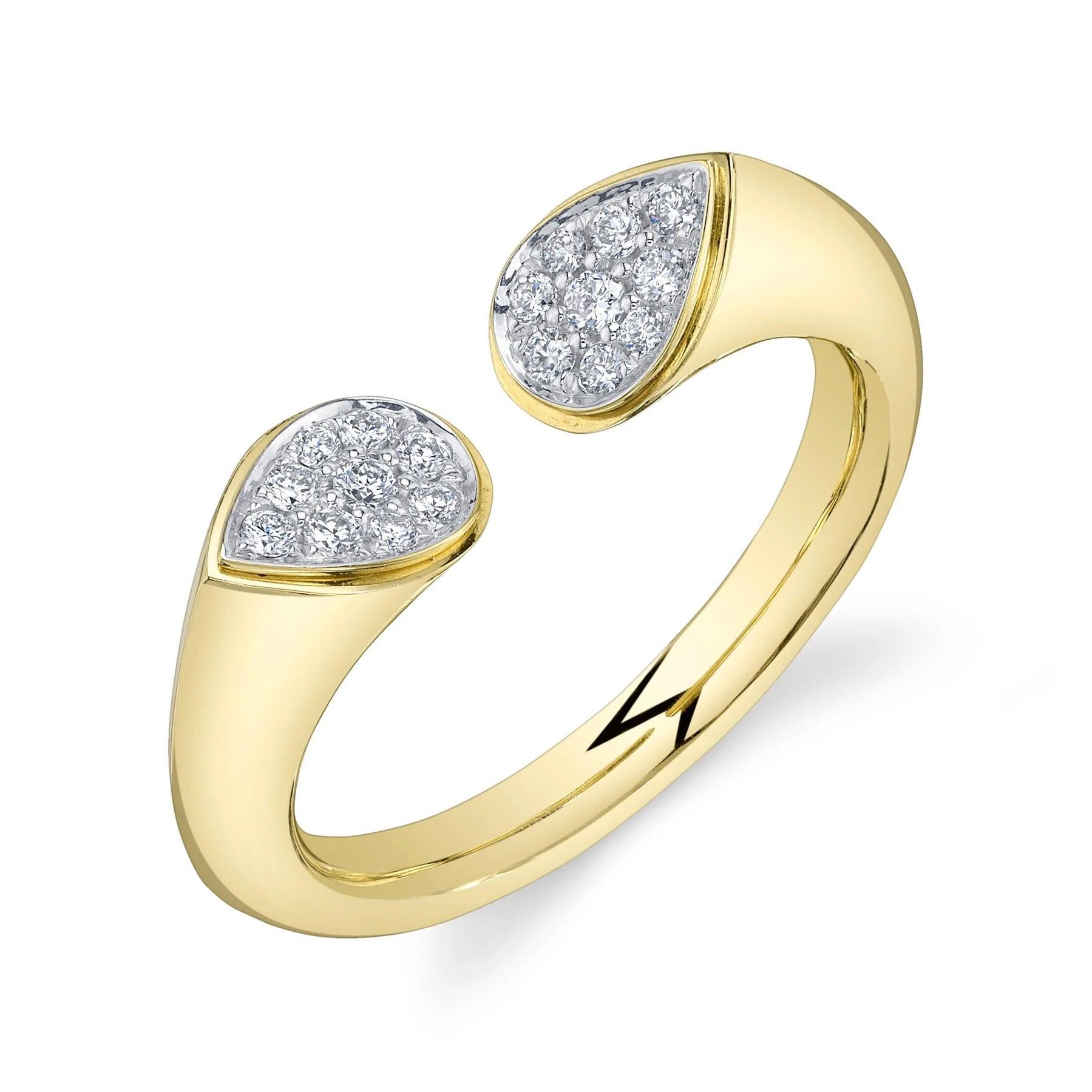 0.19 Round Brilliant Cut Diamond Open Statement Ring For Sale