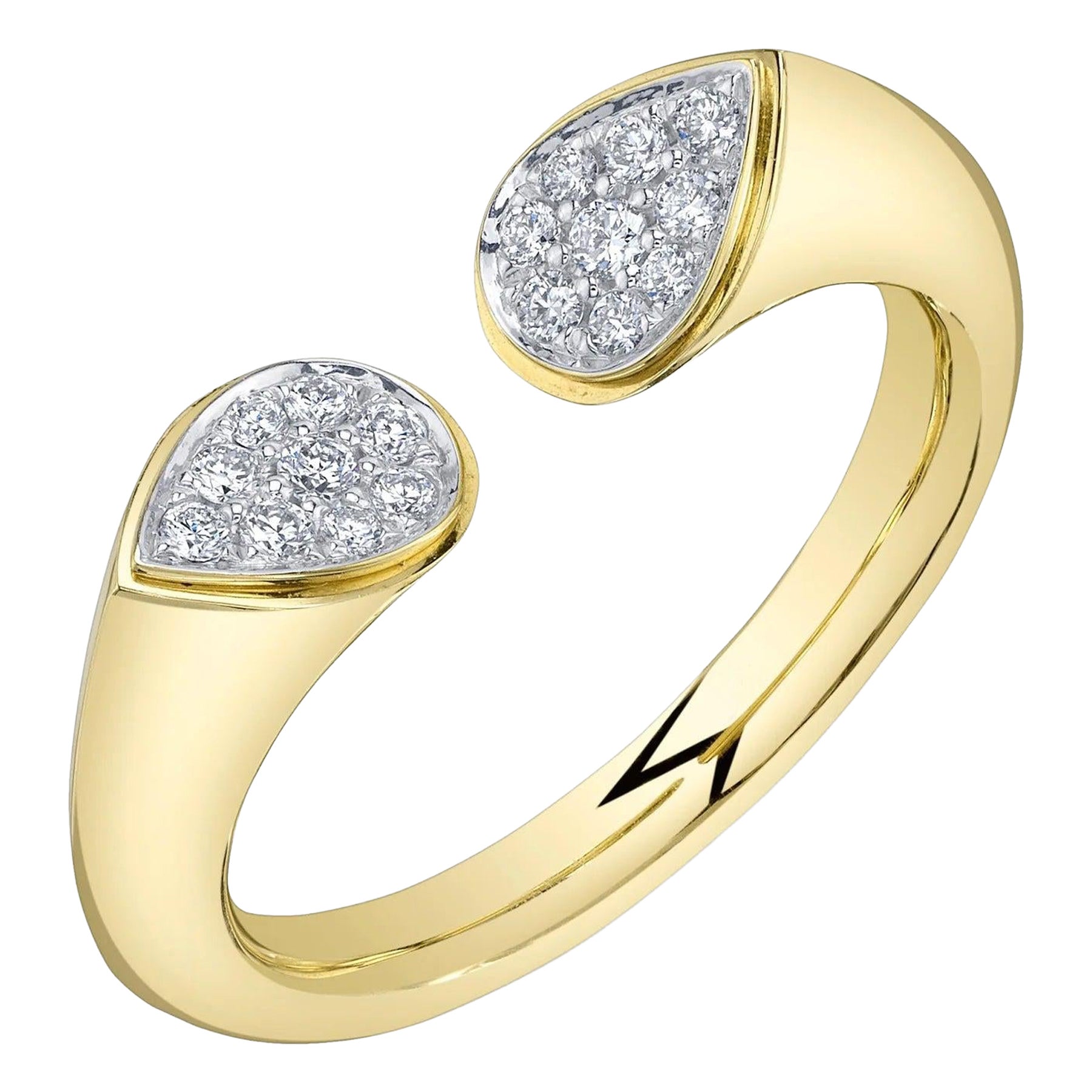 0,19 Runder Brillantschliff Diamant Offener Statement-Ring