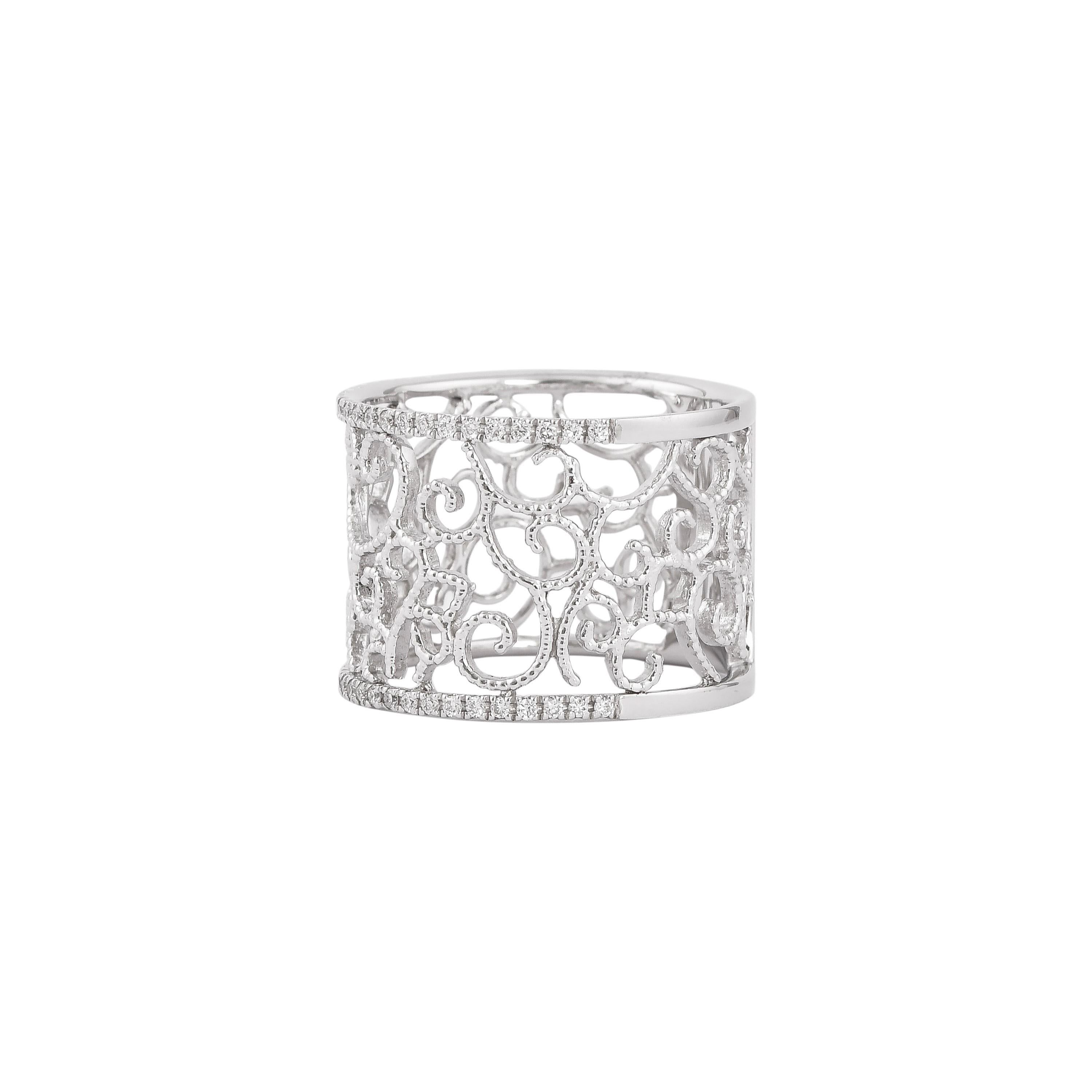 Contemporary Sunita Nahata Diamond 0.19ct. Cocktail & Fancy Ring in 18Karat White Gold. For Sale