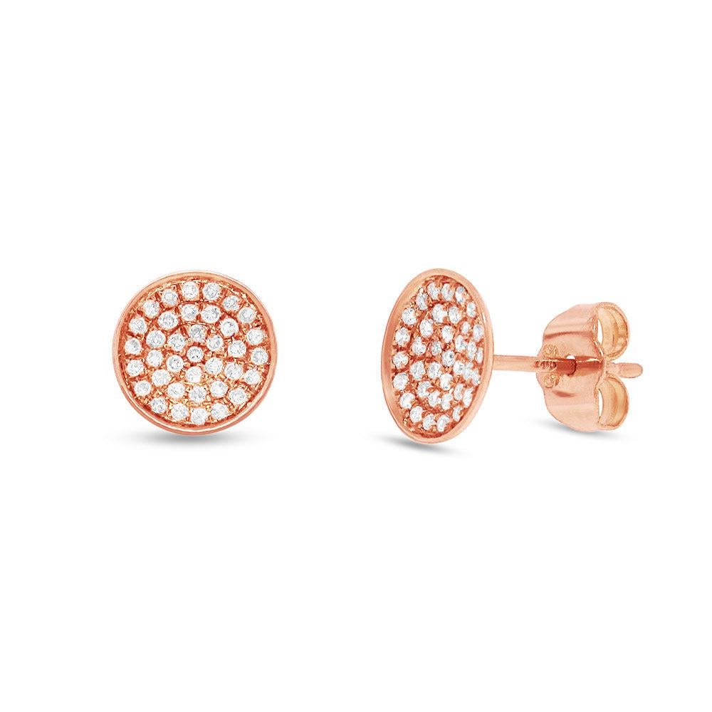0.19ct Round Brilliant Cut Convex Disc Stud Earrings in 14k Rose Gold
