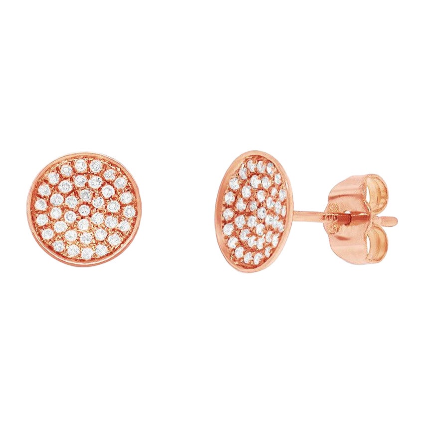 0.19ct Round Brilliant Cut Convex Disc Stud Earrings in 14k Rose Gold en venta