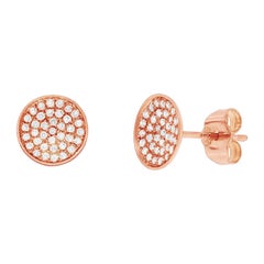 0.19ct Round Brilliant Cut Convex Disc Stud Earrings in 14k Rose Gold