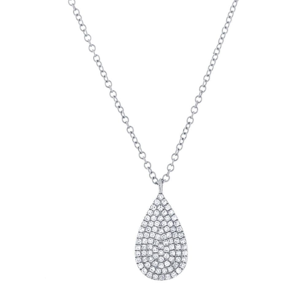 0.19ct Round Brilliant Cut Diamond Teardrop Pendant in 14k White Gold
