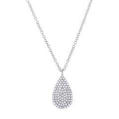 0.19ct Round Brilliant Cut Diamond Teardrop Pendant in 14k White Gold