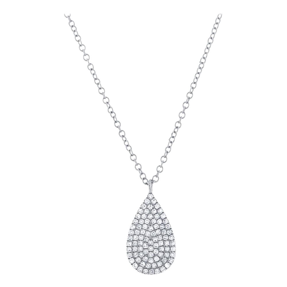 0.19ct Round Brilliant Cut Diamond Teardrop Pendant in 14k White Gold