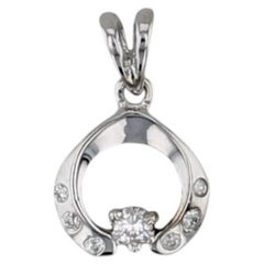 0.19ctw Round Diamond Pendant 18k White Gold Small Drop