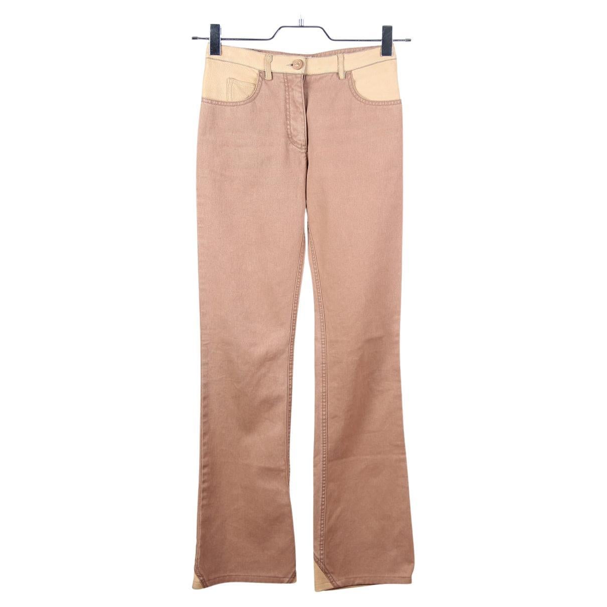 01A CHANEL 2001 Fall RTW jeans with leather For Sale