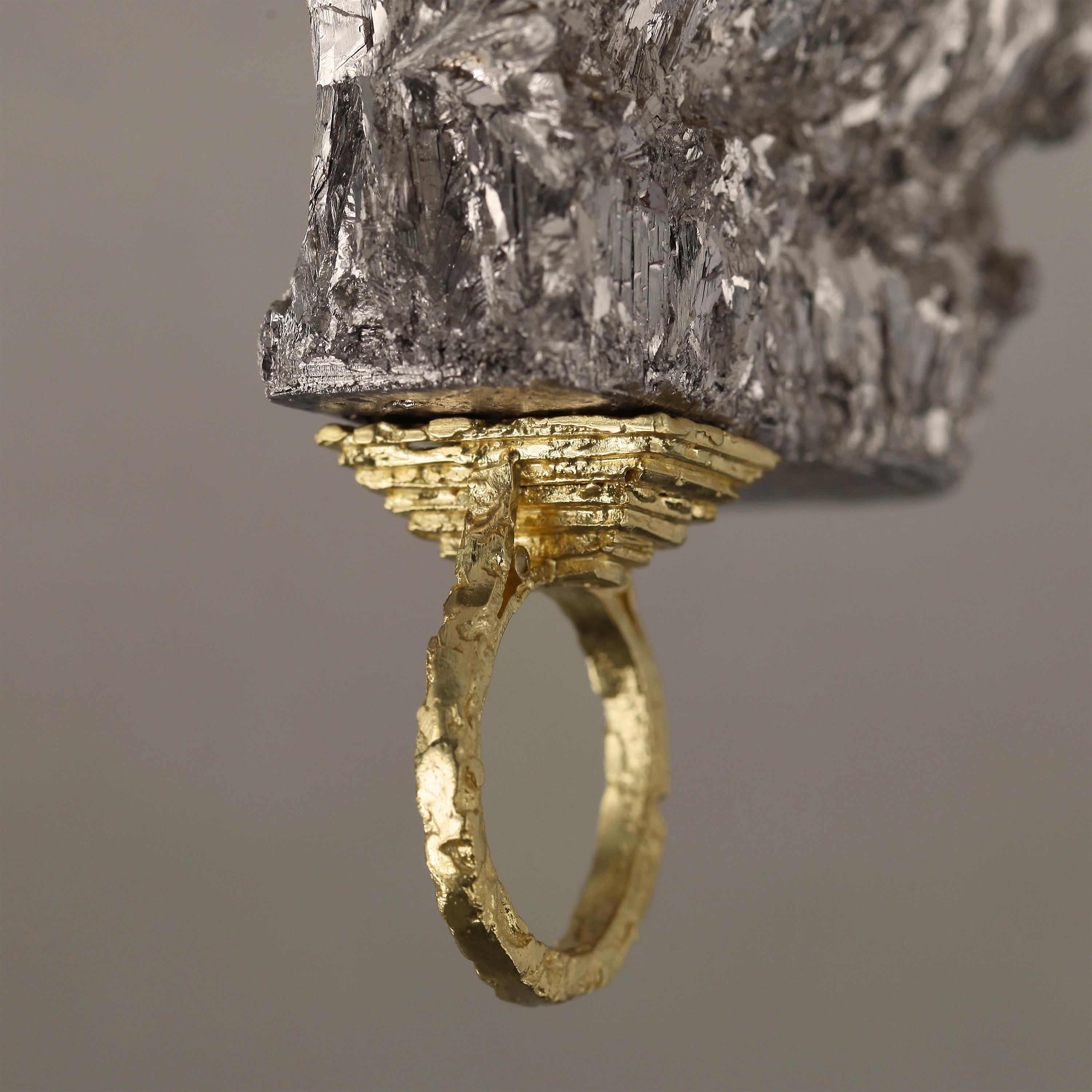 0.2 Carat Baguette Diamond Gold Sculptural Statement Cocktail Ring.

A statement superstructure sculpted from 18-karat gold wire. The Frustum Diamond Ring is a contemporary study of mineral stratigraphy and clasical lexicon.

Mounted upon a richly