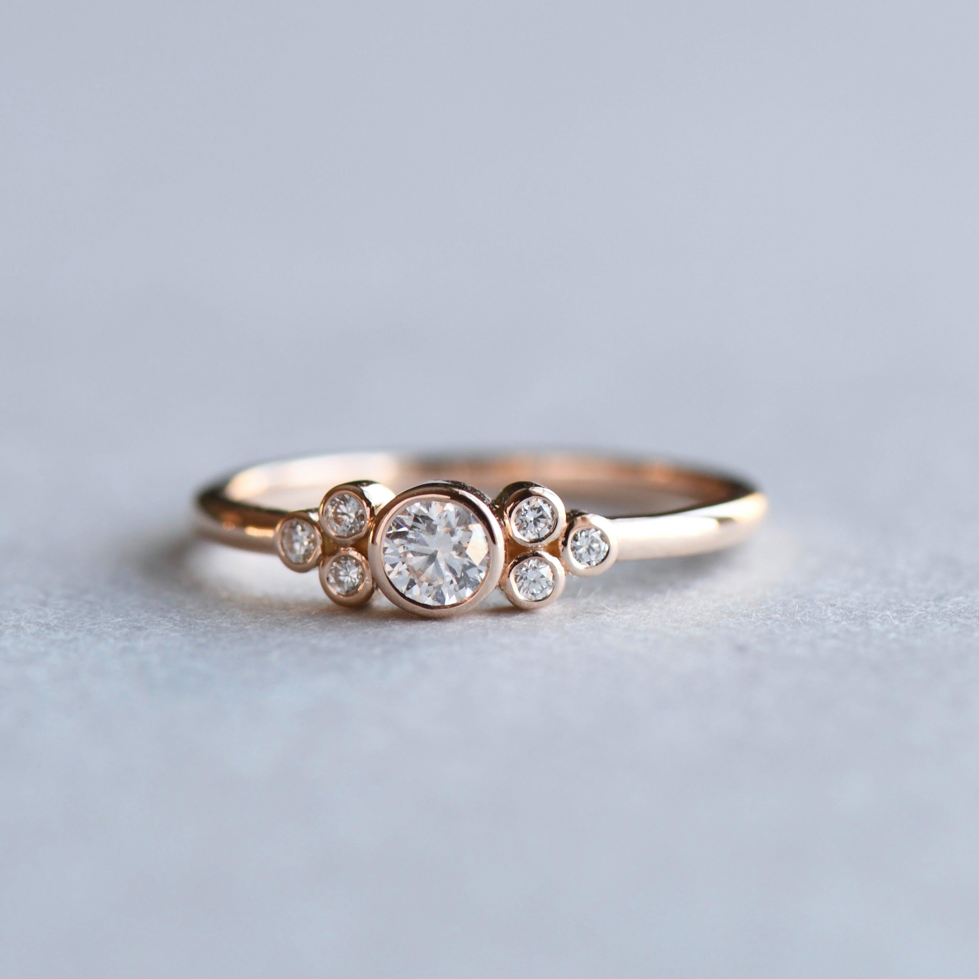 For Sale:  0.2 Carat Diamond Ring, 18 Karat Cluster Ring, Bezel Ring, Engagement Ring 2