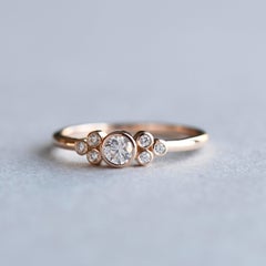 0.2 Carat Diamond Ring, 18 Karat Cluster Ring, Bezel Ring, Engagement Ring