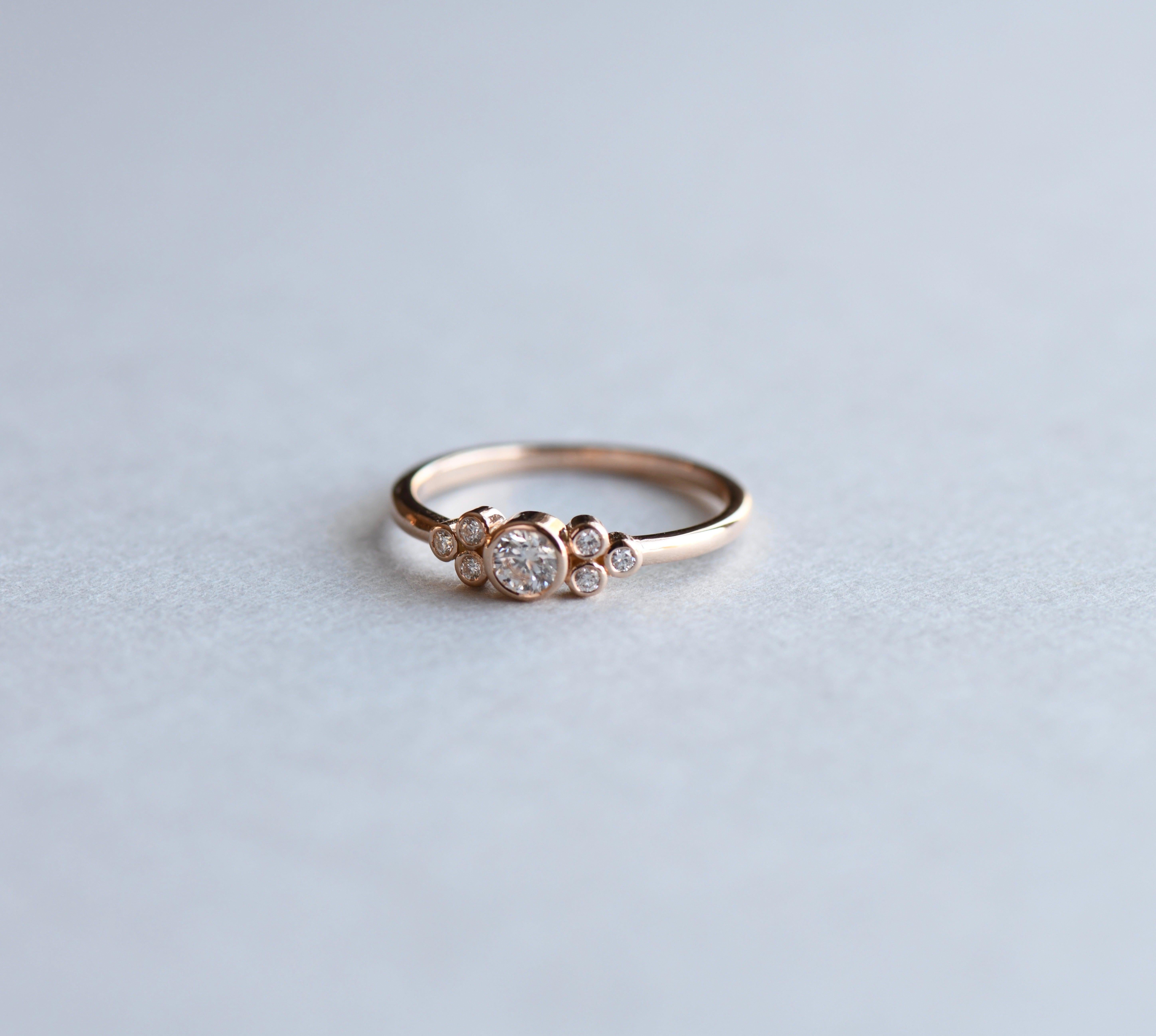For Sale:  0.2 Carat Diamond Ring, 18 Karat Cluster Ring, Bezel Ring, Engagement Ring 3