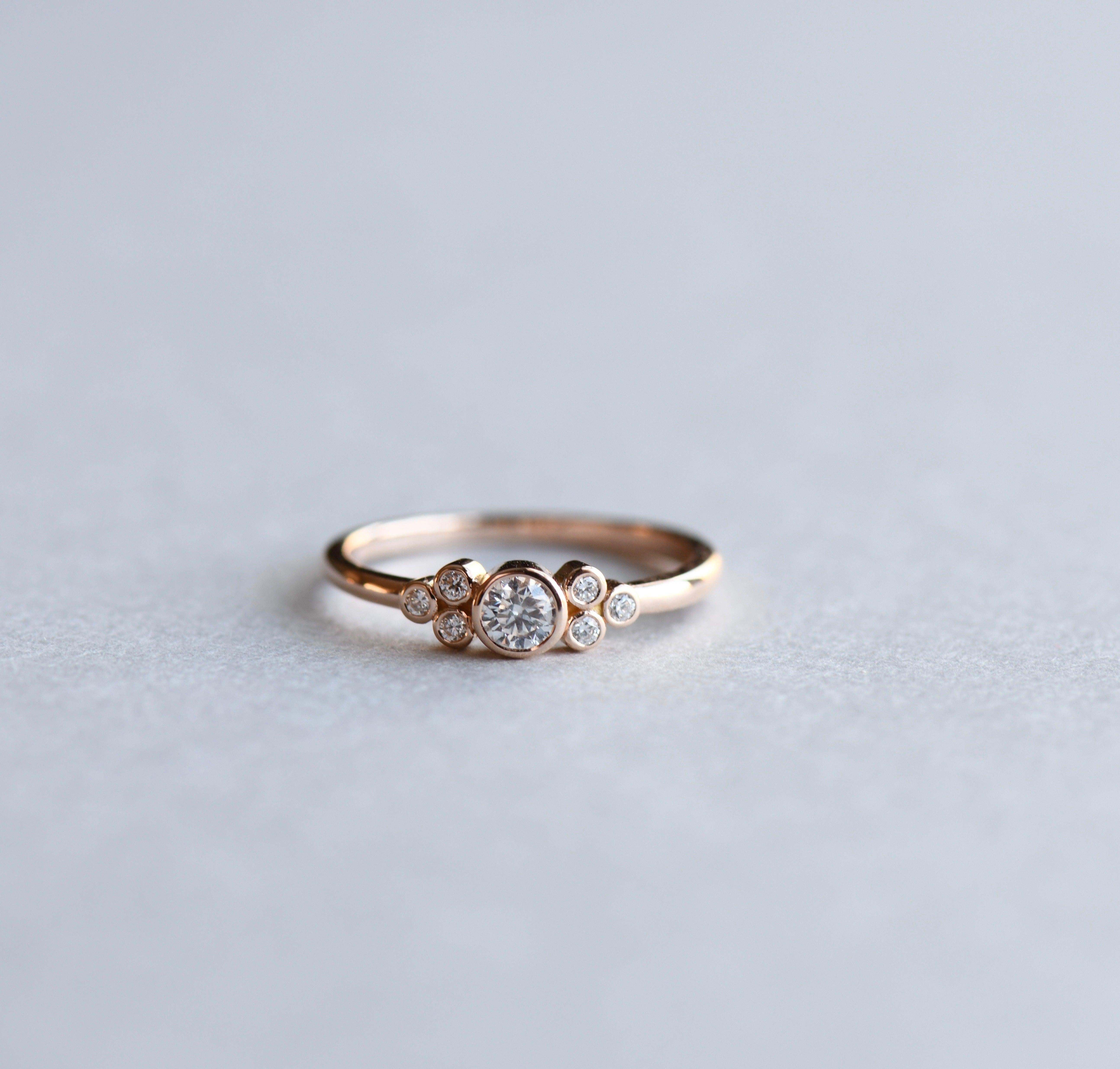 For Sale:  0.2 Carat Diamond Ring, 18 Karat Cluster Ring, Bezel Ring, Engagement Ring 4
