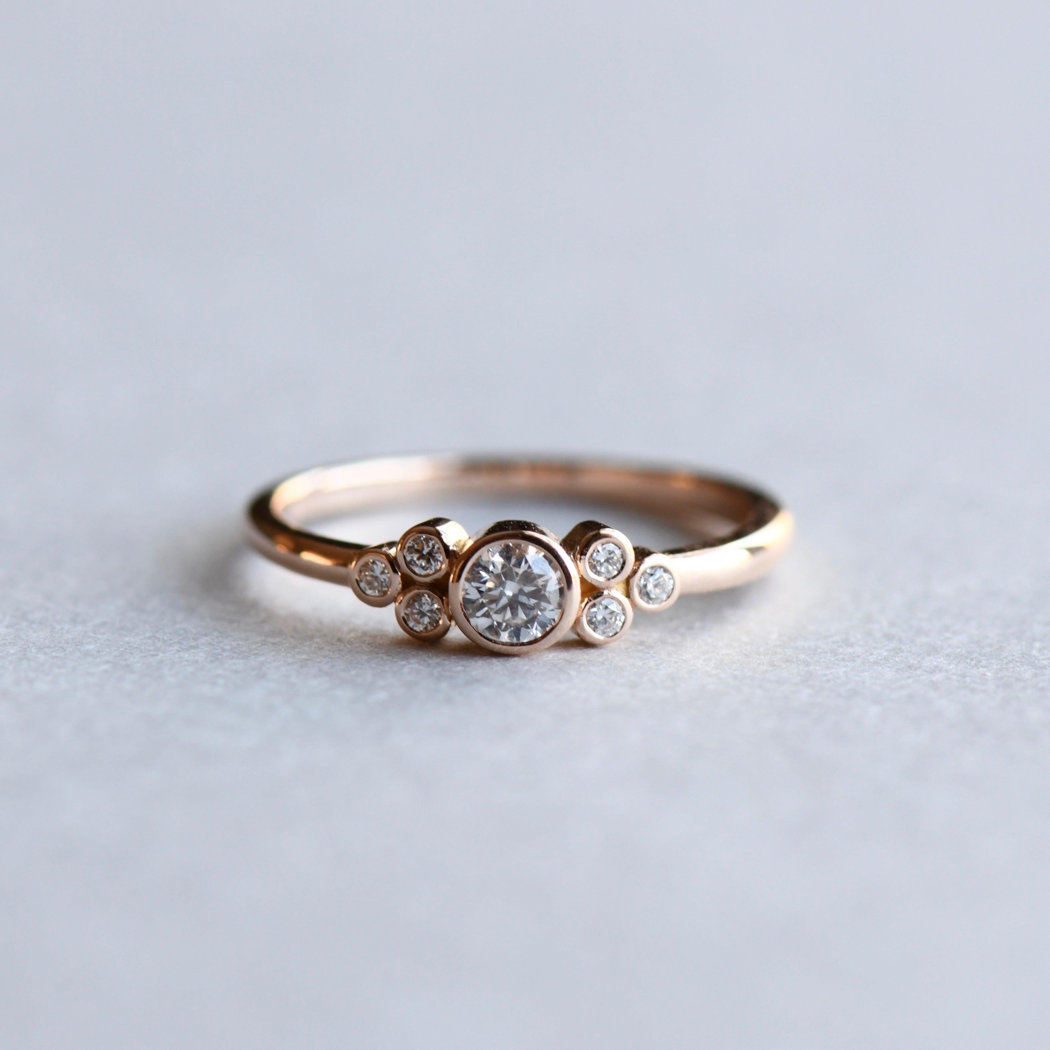 For Sale:  0.2 Carat Diamond Ring, 18 Karat Cluster Ring, Bezel Ring, Engagement Ring 5